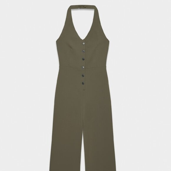 Aritzia Wilfred Halter Jumpsuit - Light Olive - Size 6 - Picture 6 of 8